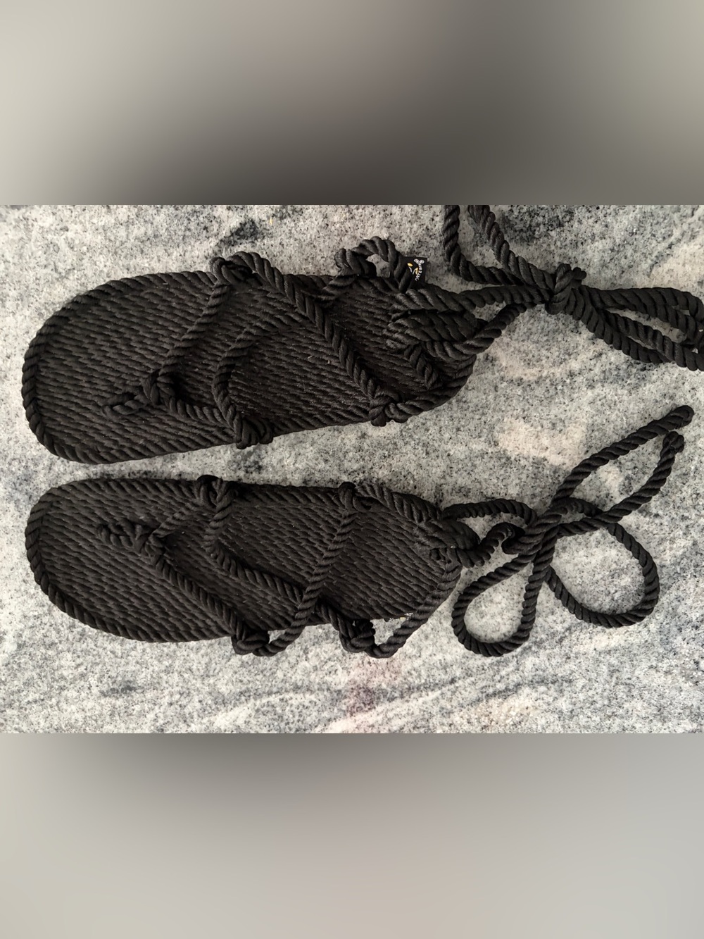 Free People Black Rope Slide Sandals